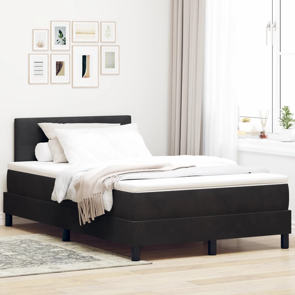 vidaXL Κρεβάτι Box Spring με Στρώμα & LED μαύρο 120x200 εκ. Βελούδινο