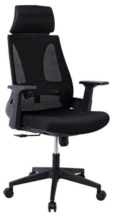 BF8750 Πολυθρόνα Γραφείου Διευθυντή, Mesh Μαύρο, Ύφασμα Μαύρο 65x64x117/127cm