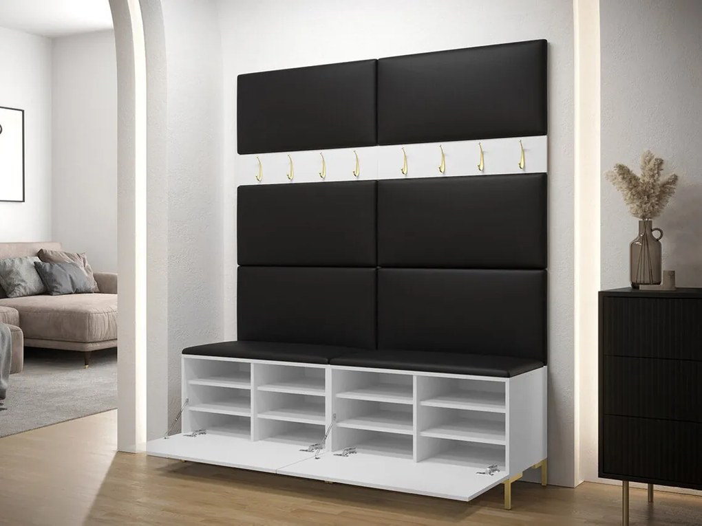Σετ διαδρόμου Hartford F101, 196x168x46cm, 32 kg, Μαύρο, Ταπισερί, Πλαστικοποιημένη μοριοσανίδα, Εντοιχισμένη, Τοίχου | Epipla1.gr