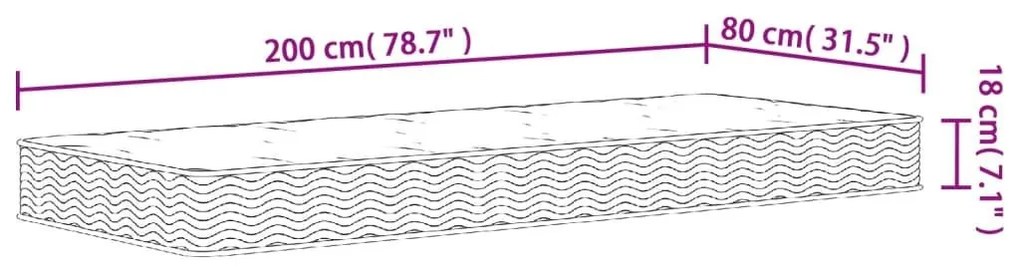 Στρώμα με Bonnell Springs Μεσαία Σκληρότητα 80x200 εκ. - Λευκό