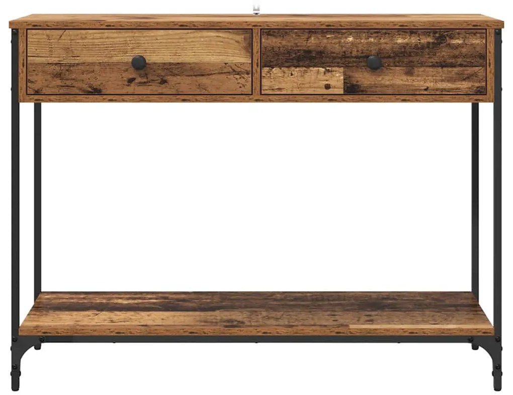 vidaXL Τραπέζι κονσόλας με συρτάρι Παλιό Ξύλο 100 x 34,5 x 75 εκ.