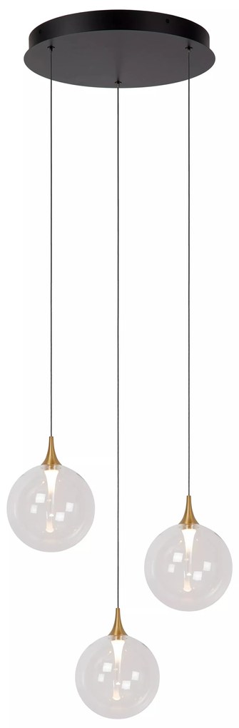 Φωτιστικό Κρεμαστό Lucide 13494-11-60 GISELA Διάφανο (Transparent)|Μαύρο Ματ (Black Mat) 2700 K