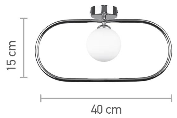 Επιτοίχιο φωτιστικό σε χρώμιο απόχρωση και λευκή οπαλίνα 1XG9 D:40cm (43031-CH) - Γυαλί - 43031-CH