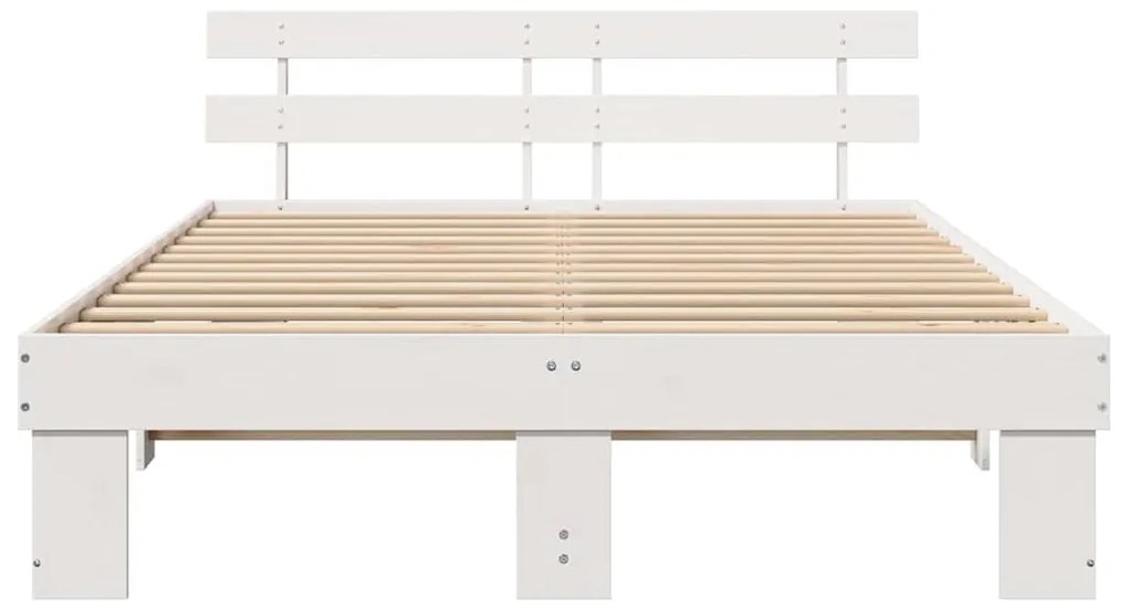 vidaXL Σκελετός Κρεβατιού Λευκό 150 x 200 cm Μασίφ ξύλο πεύκου