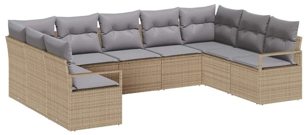 vidaXL Σετ Καναπέ Κήπου 9 pcs Μπεζ Πολυ ράταν
