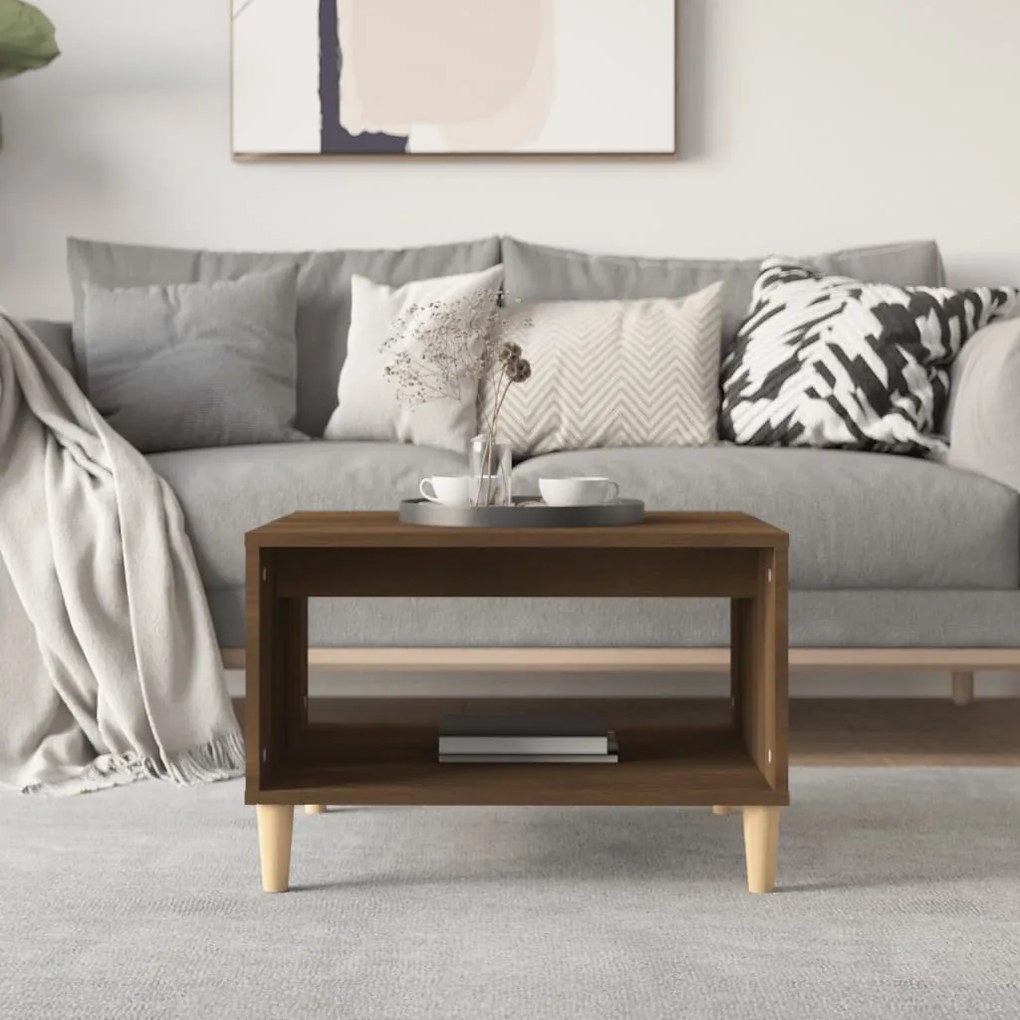 vidaXL Τραπεζάκι Σαλονιού Καφέ Δρυς 60x50x40 εκ. Επεξεργασμένο Ξύλο