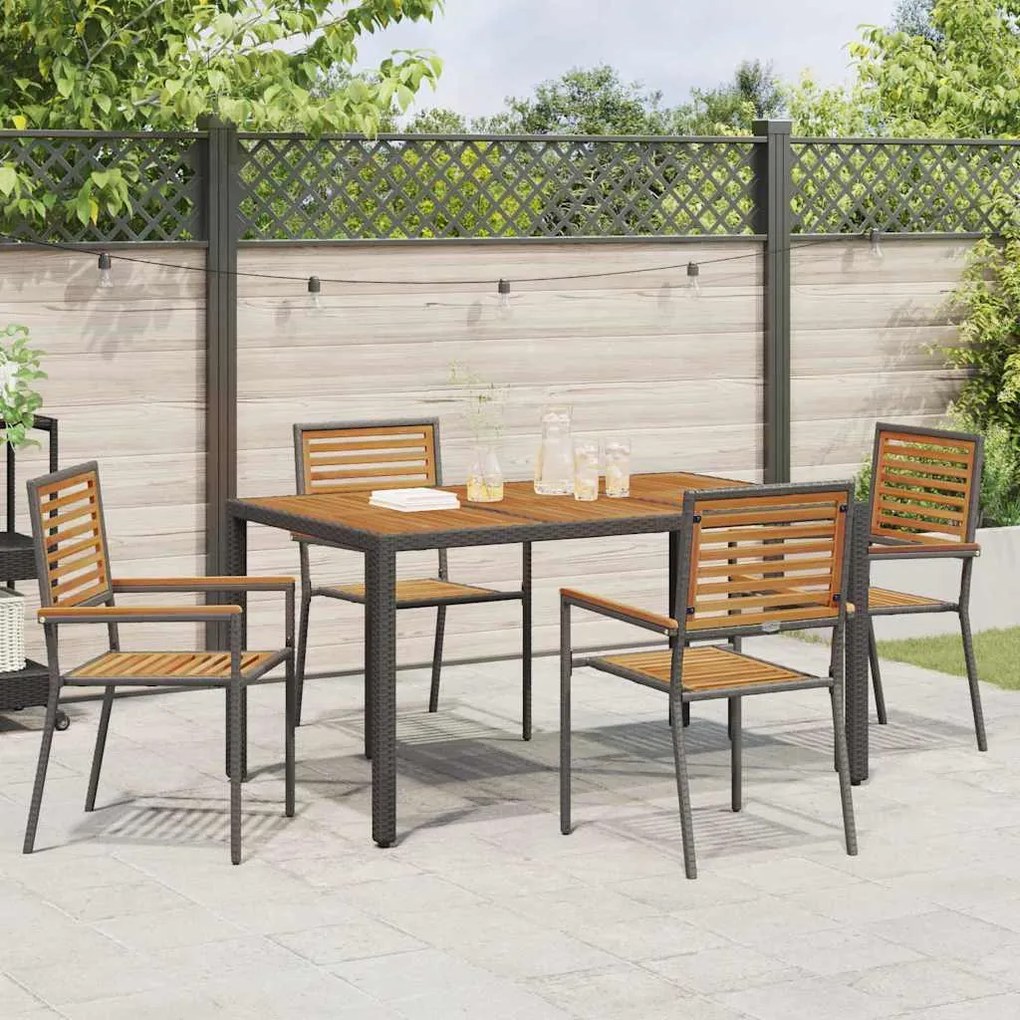 vidaXL Σέτ φαγητού για κήπο 5 pcs Μαύρο 150 x 90 x 75 cm
