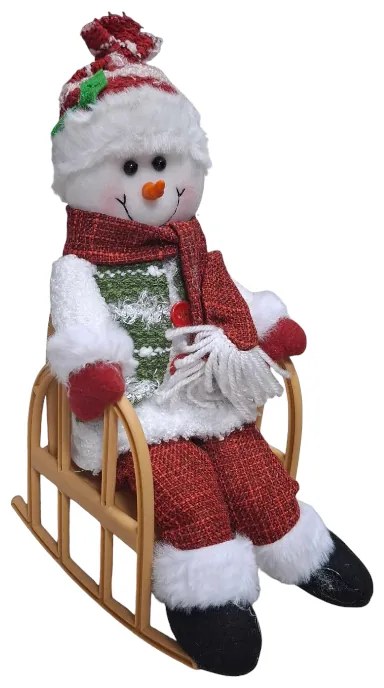 Χριστουγεννιάτικη Λούτρινη Κούκλα Χιονάνθρωπος 30εκ.