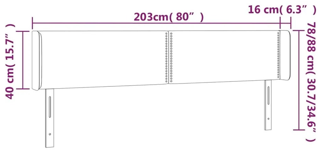 Κεφαλάρι Κρεβατιού LED Καπουτσίνο 203x16x78/88εκ. Συνθετ. Δέρμα - Καφέ