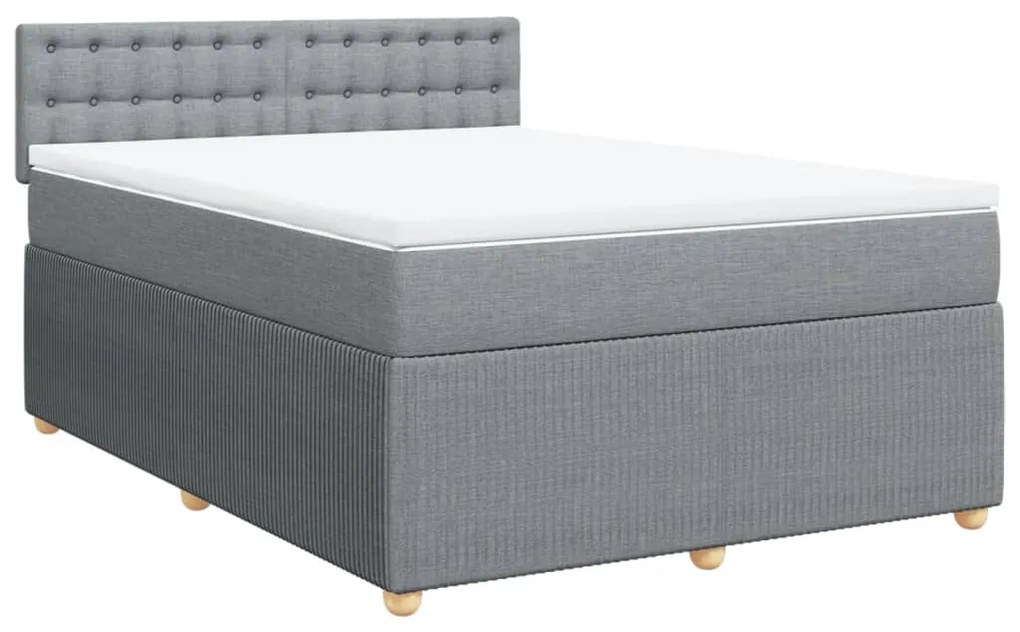 vidaXL Κρεβάτι Boxspring με Στρώμα Ανοιχτό Γκρι 140x200 εκ. Υφασμάτινο