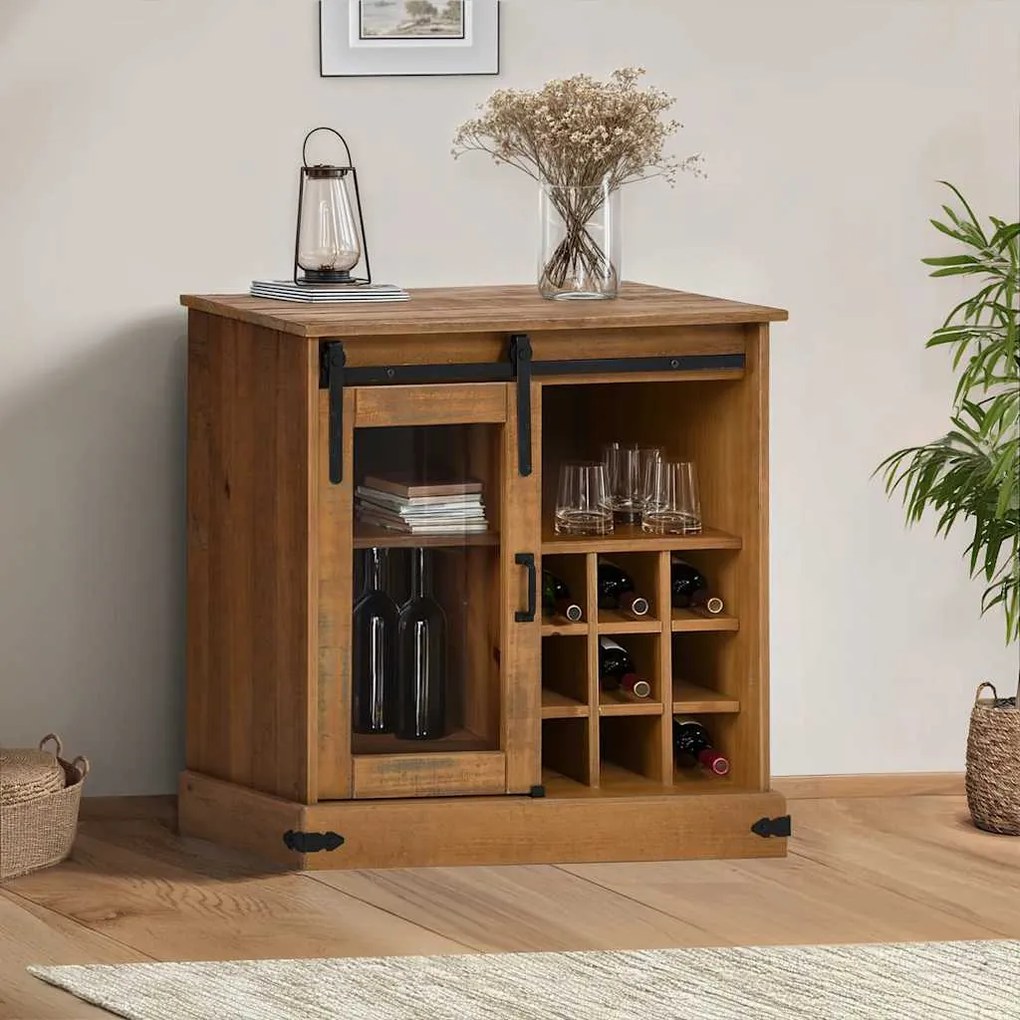 vidaXL Sideboard HALDEN με συρόμενη πόρτα 80x40x80 cm μασίφ ξύλο