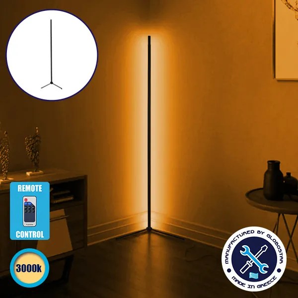 Μοντέρνο Minimal Επιδαπέδιο Μαύρο Φωτιστικό 150cm LED 24 Watt με Ασύρματο Χειριστήριο RF & Dimmer Θερμό Λευκό 3000k GloboStar ALIEN Design GLOBO-150-3 - GLOBO-150-3