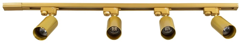 60360 GloboStar®  LEO 60360 Μοντέρνο Φωτιστικό Οροφής Ράγα Πολύφωτο 4 x GU10 IP20 Χρυσό Αλουμίνιο - Μ100 x Π6 x Υ20cm - 5 Χρόνια Εγγύηση