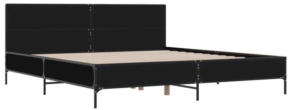 vidaXL Πλαίσιο Κρεβατιού Μαύρο 180 x 200 εκ. Επεξ. Ξύλο &amp; Μέταλλο
