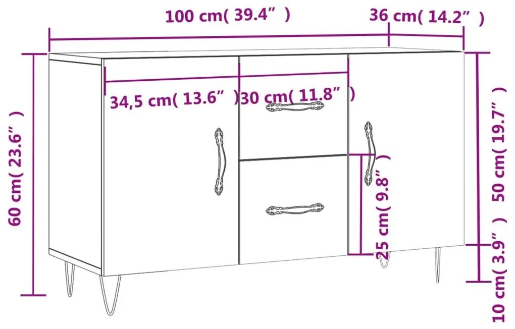 Ντουλάπι Μαύρο 100x36x60 εκ. από Επεξεργασμένο Ξύλο - Μαύρο