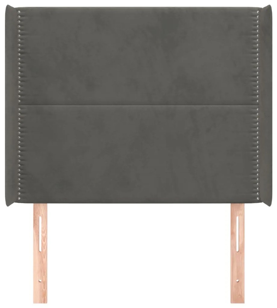 vidaXL Κεφαλάρι με Πτερύγια Σκούρο Γκρι 93x16x118/128εκ.Βελούδινο