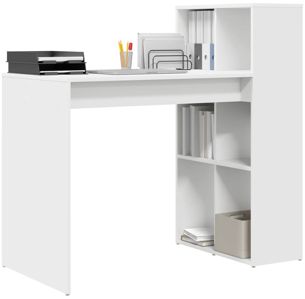vidaXL Γραφείο με ράφι Λευκό 108 x 55 x 103.5 εκ Επεξεργασμένο ξύλο