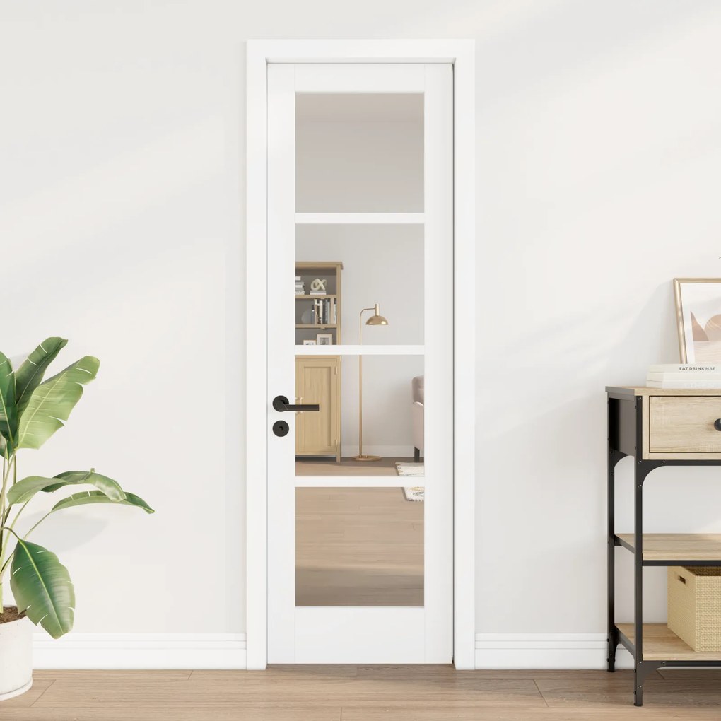 vidaXL Εσωτερική Πόρτα με Γυαλί Λευκό 61 x 198.5 εκ.