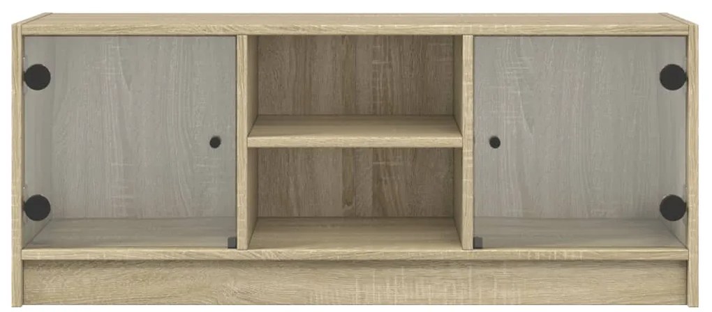 vidaXL Έπιπλο Τηλεόρασης Sonoma Δρυς 102x37x42 εκ. με Γυάλινες Πόρτες