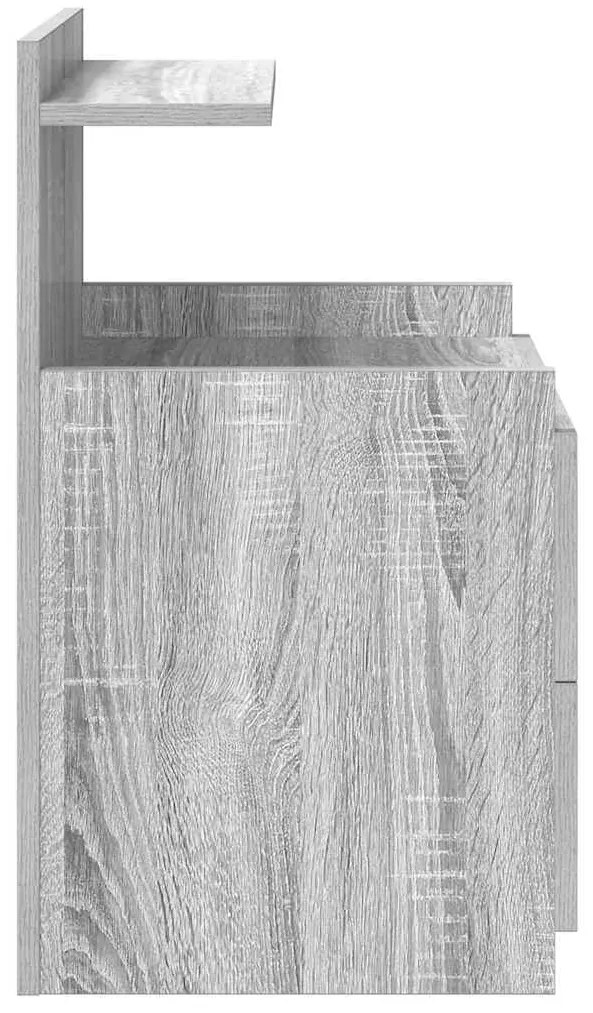 vidaXL Κομοδίνο με 2 Συρτάρια Γκρι Sonoma 40x36,5x62 εκ.