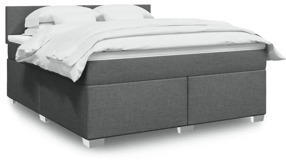 vidaXL Κρεβάτι Boxspring με Στρώμα Σκούρο Γκρι 180x200 εκ Υφασμάτιν