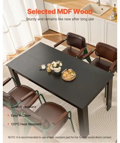 VEVOR 63in Rectangle Dining Table Wood Kitchen Table for 4-6 Person (Only Table)
