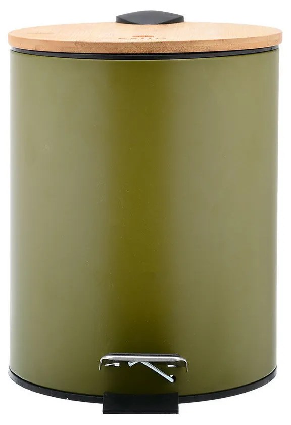 Χαρτοδοχείο Μπάνιου Bamboo Essentials Soft Close 5Lt Olive Green 24.4x21.5x29.4cm