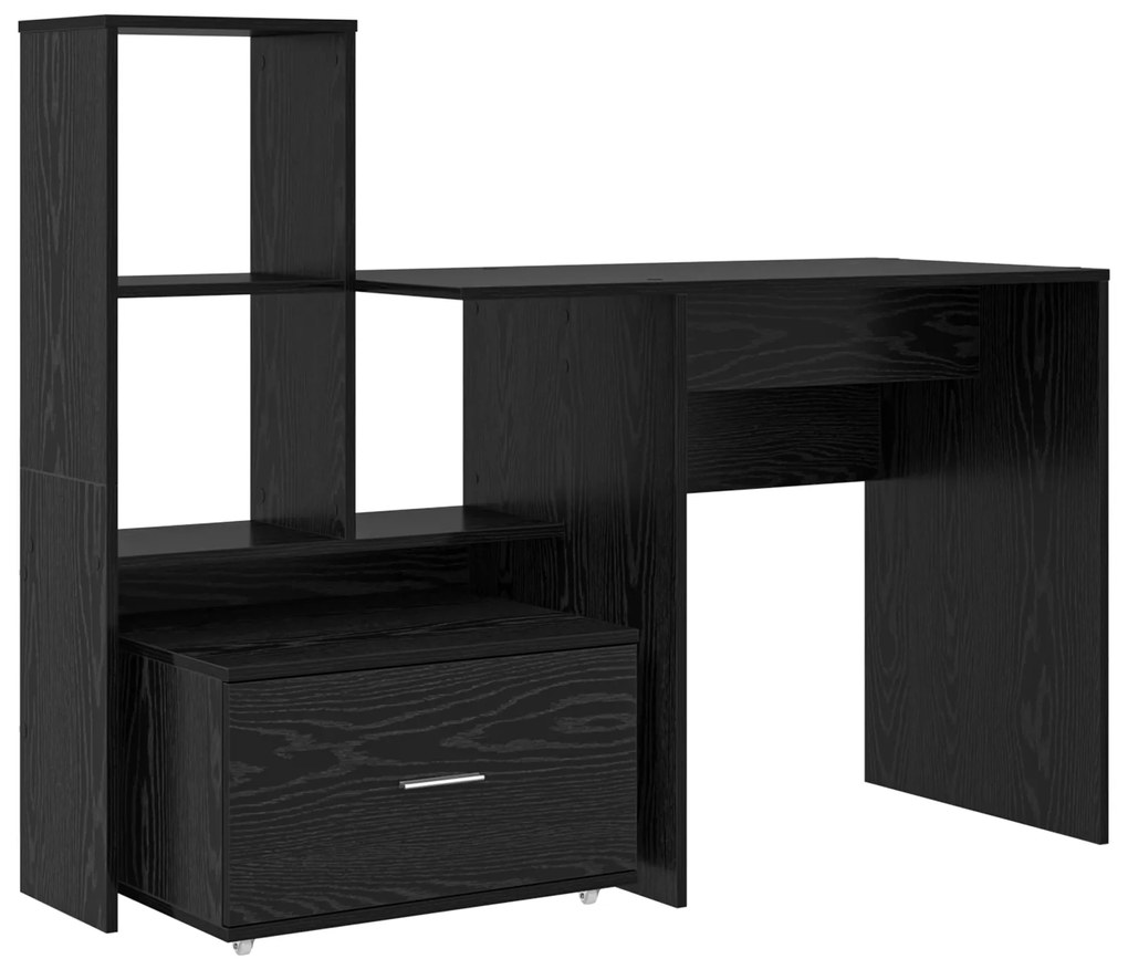 vidaXL Γραφείο Μαύρη δρυς 131.5 x 50 x 106.5 εκ. Επεξεργασμένο ξύλο