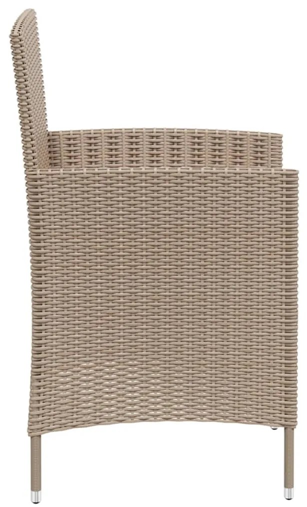 vidaXL Σετ Τραπεζαρίας Εξ. Χώρου 3 τεμ. Μπεζ Συνθ. Ρατάν με Μαξιλάρια