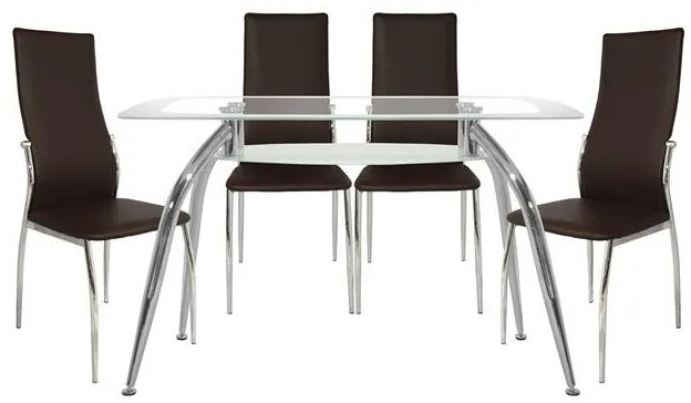 Σετ τραπεζαρίας C10060.03 5τμχ με Τραπέζι NORRIS 120x75x75εκ. & Καρέκλες KIM Καφέ