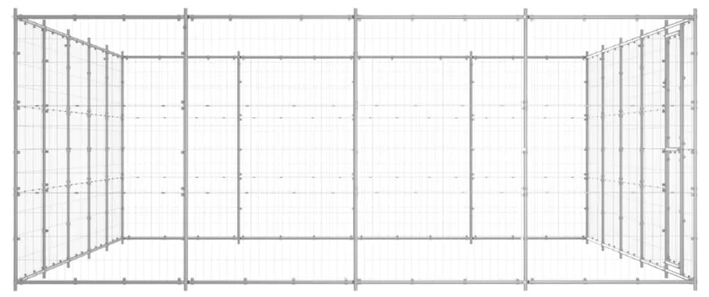 Κλουβί Σκύλου Εξωτερικού Χώρου 24,2 μ² από Γαλβανισμένο Χάλυβα - Ασήμι