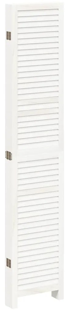 vidaXL Διαχωριστικό Χώρου με 6 Πάνελ Λευκό από Μασίφ Ξύλο Παυλώνιας