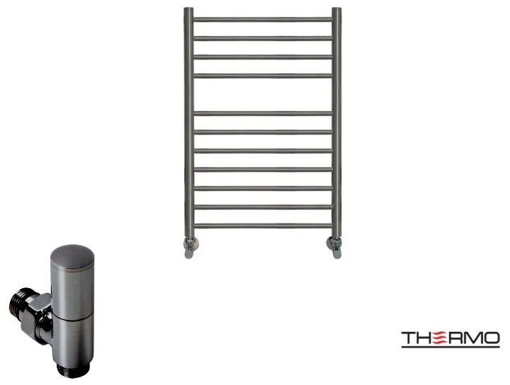 Thermo BELLAVIA Θερμαινόμενη πετσετοκρεμάστρα από ανοξείδωτο χάλυβα με υδραυλική λειτουργία, 75x50cm Black Brushed PVD