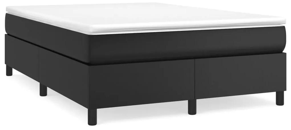 Κρεβάτι Boxspring με Στρώμα Μαύρο 140x200εκ.από Συνθετικό Δέρμα - Μαύρο