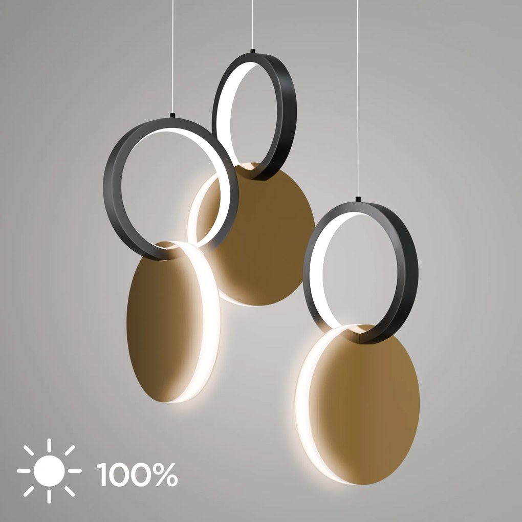 ΦΩΤΙΣΤΙΚΟ ΚΡΕΜΑΣΤΟ SYMMETRIC 1E LED 45W ΧΡΥΣΟ-ΜΑΥΡΟ Φ25X120CM