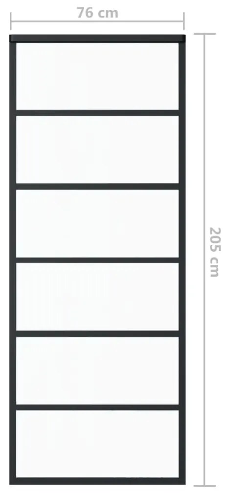 Συρόμενη Πόρτα με Σετ Υλικού ESG Γυαλί &amp; Αλουμίνιο 76 x 205 εκ. - Μαύρο