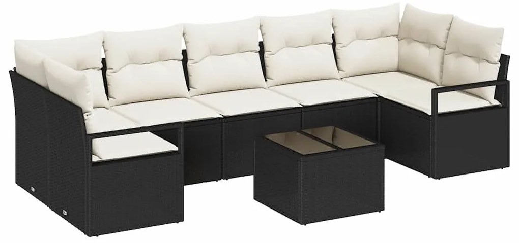 vidaXL Σετ Καναπέ Κήπου 8 pcs Μαύρο, Κρέμα 55 x 55 x 37 εκ