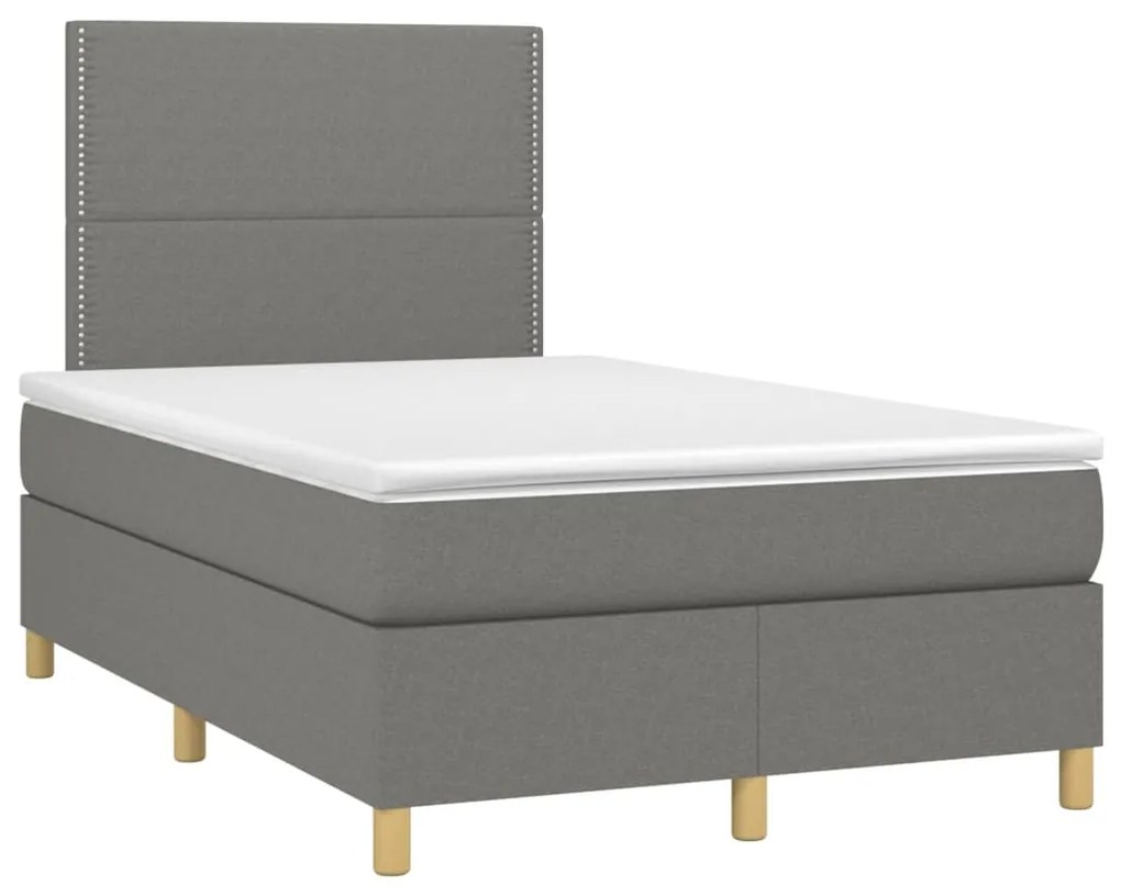 Κρεβάτι Boxspring με Στρώμα Σκούρο Γκρι 120x200 εκ. Υφασμάτινο - Γκρι