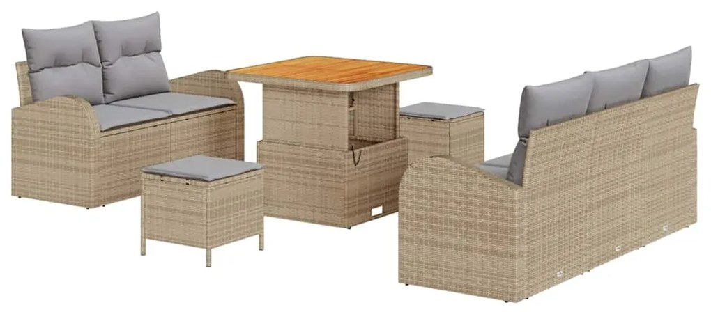 vidaXL Σετ Καναπέ Κήπου 8 pcs Μπεζ συνθετικό ρατάν