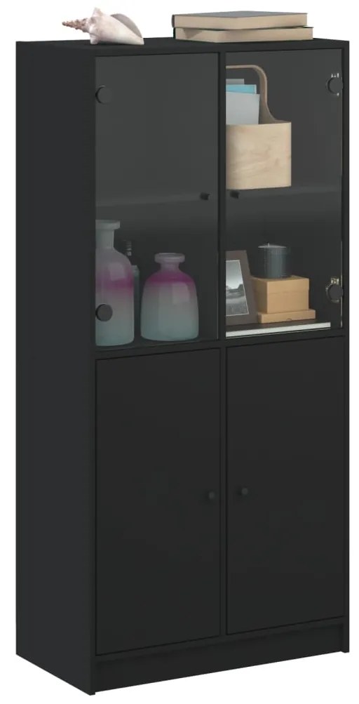 vidaXL Ντουλάπα με Πόρτες Μαύρο 68x37x142 εκ. Επεξεργασμένο Ξύλο
