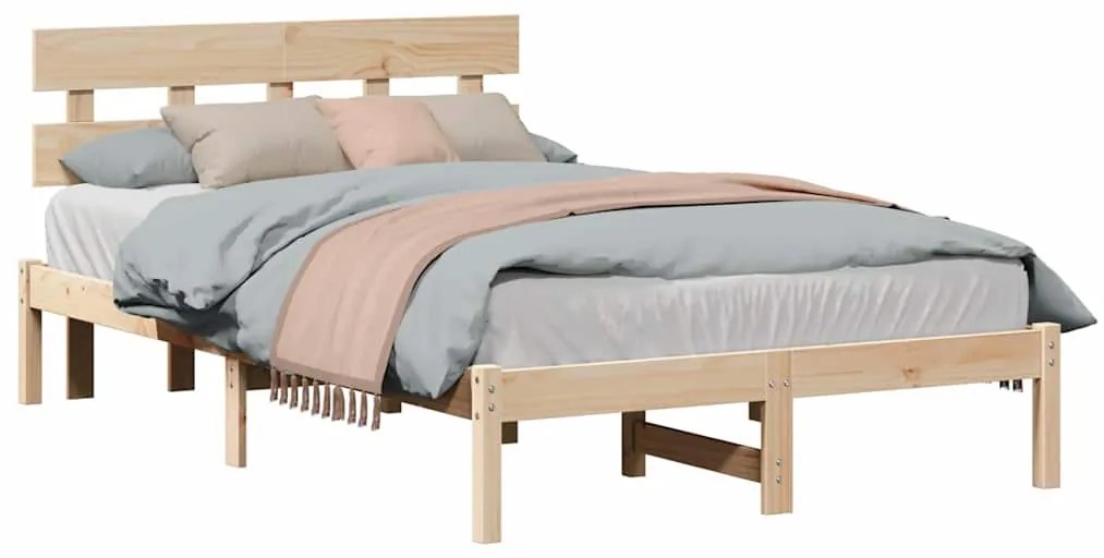 vidaXL Σκελετός Κρεβατιού Καφέ 120 x 190 cm Μασίφ ξύλο πεύκου