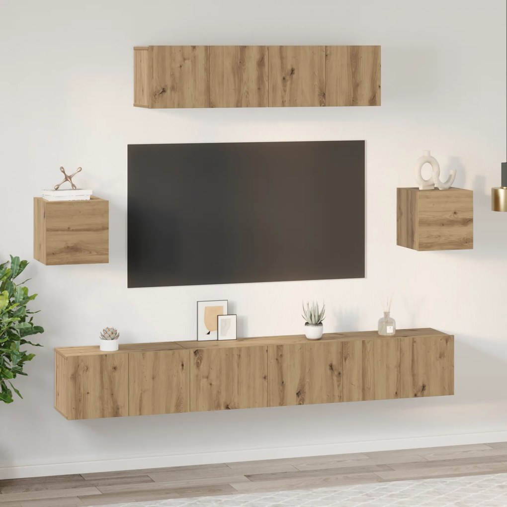 vidaXL Ράφι Τηλεόρασης Άλλο 7 pcs Χειροποίητη δρυς 80 x 30 x 30 εκ.