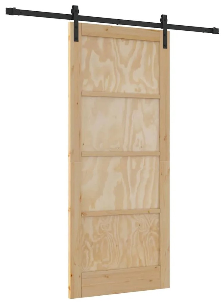 vidaXL Συρόμενη Πόρτα Φυσικό και μαύρο 86 x 198.5 cm