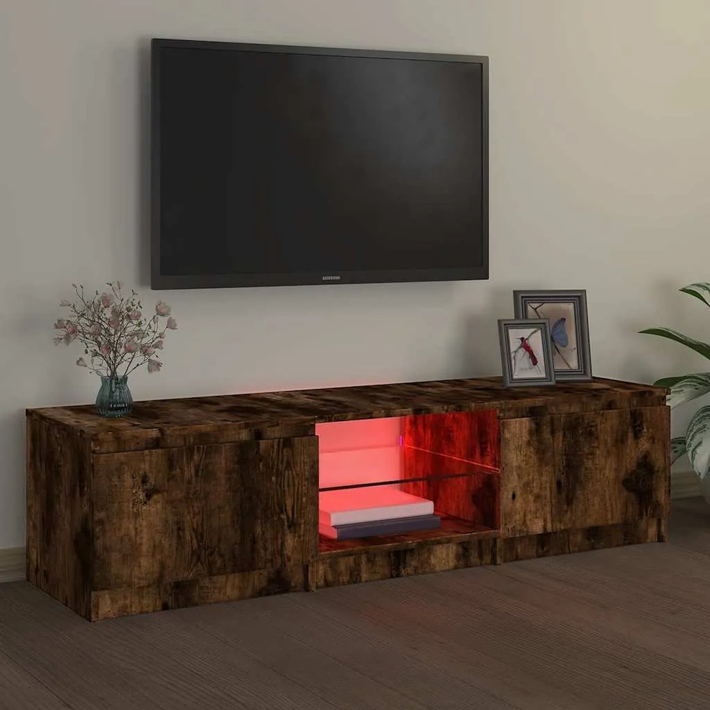 vidaXL Έπιπλο Τηλεόρασης με LED Καπνιστή Δρυς 140x40x36 εκ.
