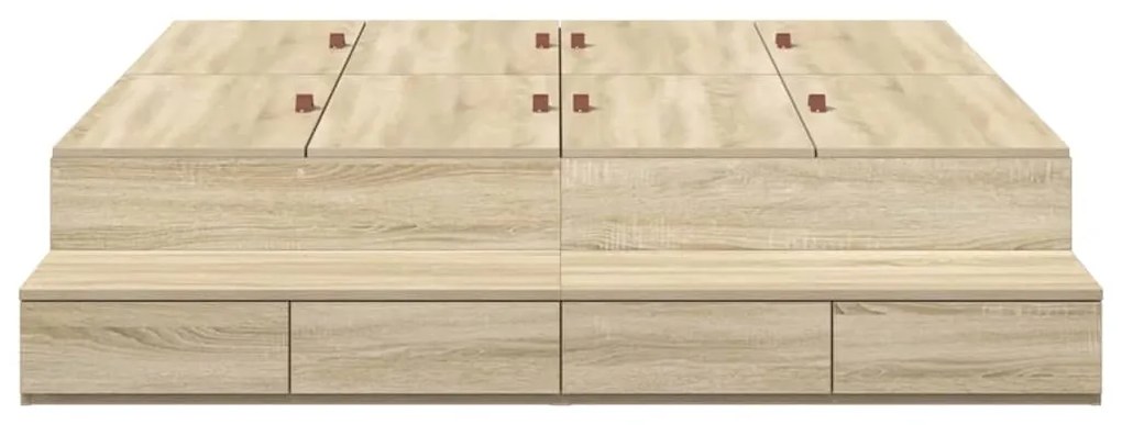 vidaXL Κρεβάτι με αποθηκευτικό χώρο με συρτάρι Δρύς Sonoma 140 cm