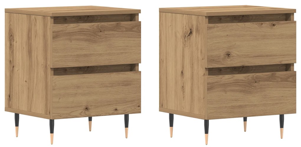 vidaXL Κομοδίνα 2 τμχ Καρυδιά 40x35x50 εκ. Επεξεργασμένο ξύλο