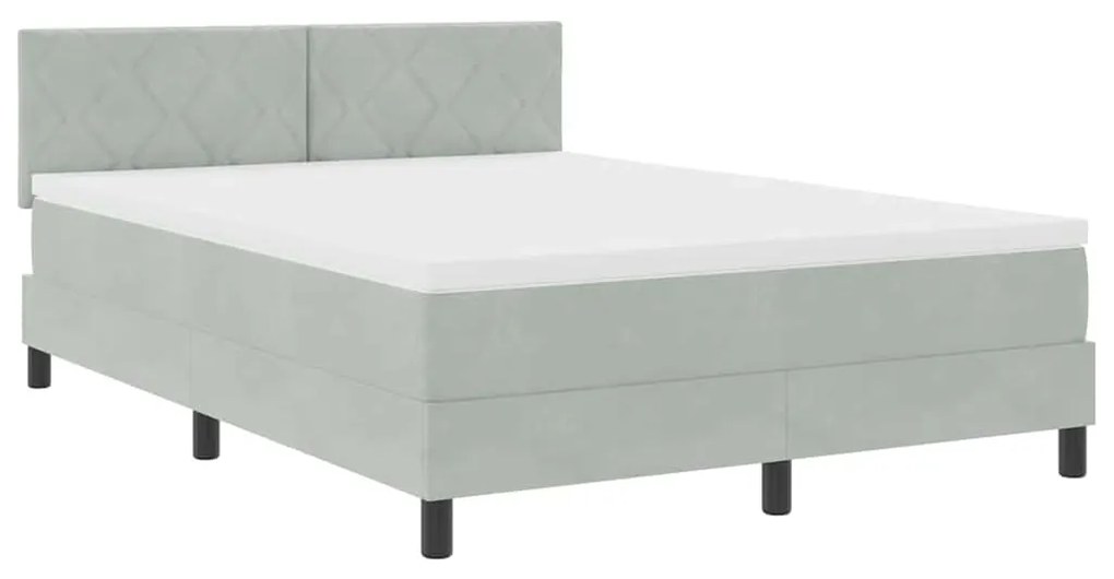 vidaXL Κρεβάτι με ελατήρια Ανοιχτό γκρι 140 x 190 cm Βελούδο
