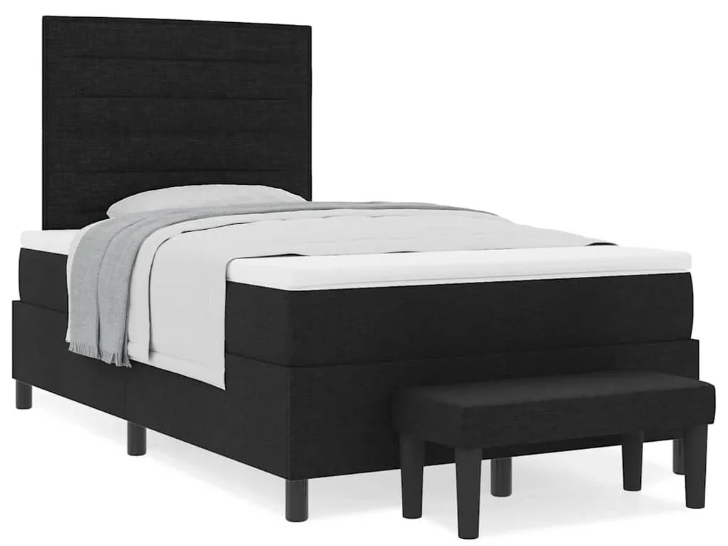 vidaXL Κρεβάτι με ελατήρια με στρώμα Μαύρο 120 x 200 cm ύφασμα