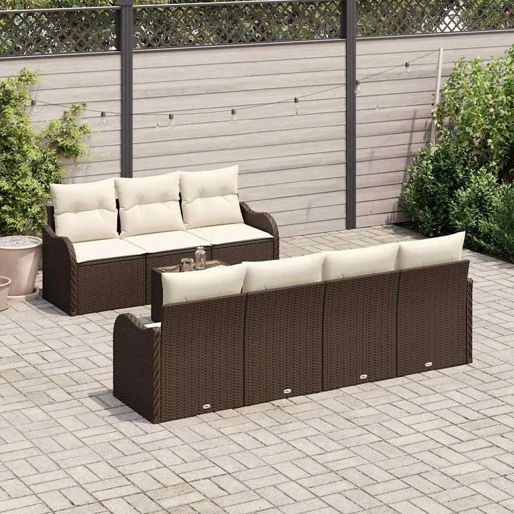 vidaXL Σετ Καναπέ Κήπου 8 pcs Καφέ 55 x 55 x 37 εκ Πολυ ράταν