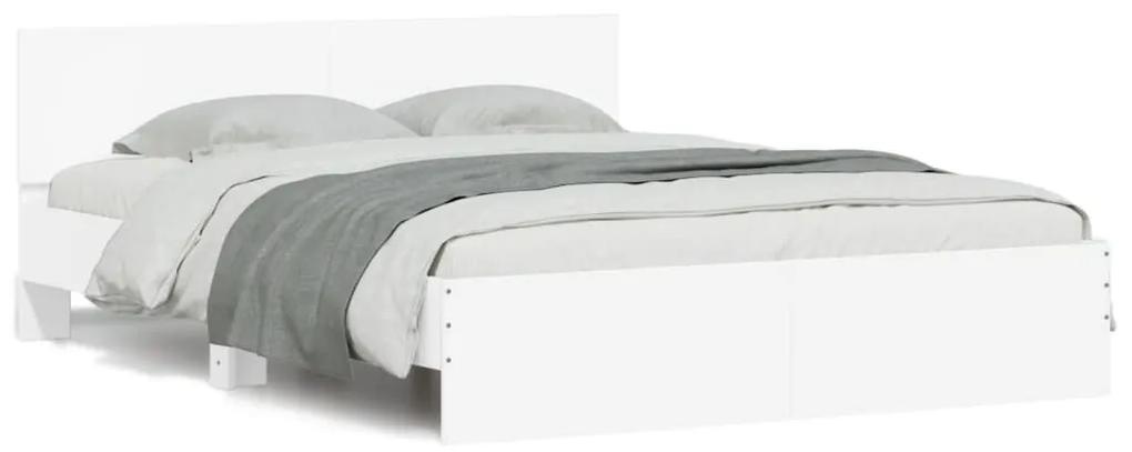 Πλαίσιο Κρεβατιού με Κεφαλάρι/LED Λευκό 150 x 200 εκ - Λευκό